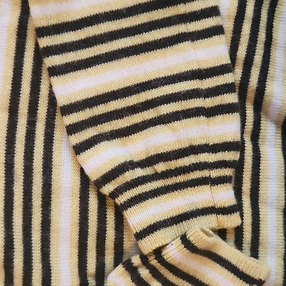 BCBG size XS yellow and brown striped sweater with tie neck - Picture 3 of 5